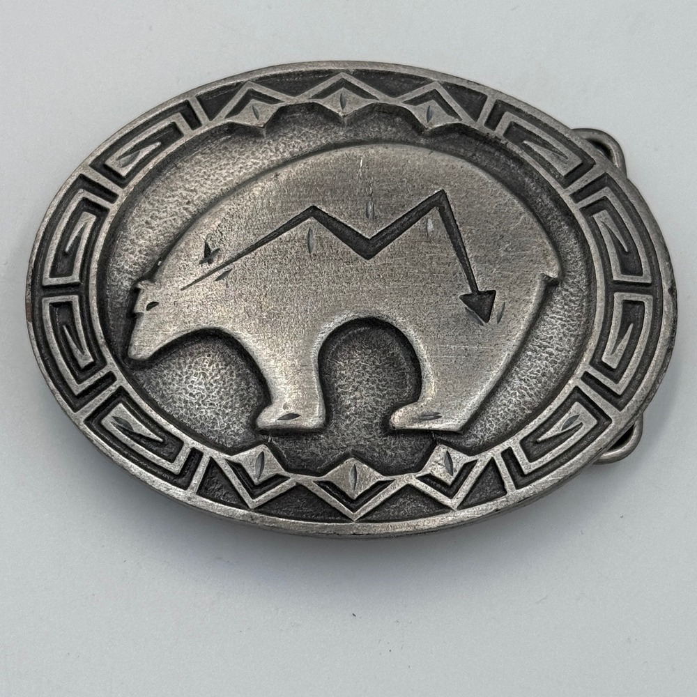 Vintage Siskiyou Pewter Bear Fetish Heartline Belt Buckle S-1501 USA 1994